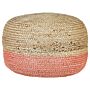 Pouffe Pink Jute Eps Beads Filling 50 X 50 X 40 Cm Round Ottoman