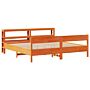 Vidaxl Bed Frame With Headboard Wax Brown 180x200 Cm King Size Solid Wood Pine