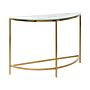 Console Table White With Gold Tempered Glass Stainless Steel 111 X 36 Cm Half-moon