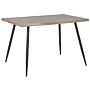 Dining Table Light Wood Mdf Tabletop 120 X 80 Cm Black Metal Legs 4 Seater Minimalist Table