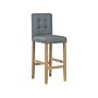 Bar Stool Grey Upholstered Fabric Kitchen Dining Room Modern Button Tufted