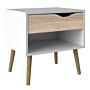 Oslo Bedside 1 Drawer In White And Oak