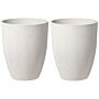 Plant Pot Set Of 2 43x52 Off-white Stone Polyresin Indoor Outdoor Planter Beliani