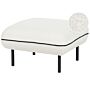 Ottoman Footstool White Boucle Fabric Upholstered Metal Black Legs Square Footstool Padded Black Decorative Edging Retro Glam Beliani