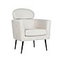 Armchair White Fabric Soft Upholstery Black Legs With Headrest Backrest Retro Glam Art Decor Style