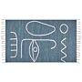 Area Handwoven Rug Blue Polyester 80 X 150 Cm Rectangle Abstract Pattern With Tassels Rectangular