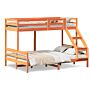 Vidaxl Bunk Bed 80x200/140x200 Cm Wax Brown Solid Wood Pine