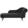 Chaise Lounge Black Right Hand Velvet Buttoned Nailheads