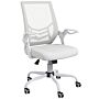 Vinsetto Mesh Office Chair, Computer Desk Chair With Flip-up Armrests, Lumbar Back Support And Swivel Wheels, White