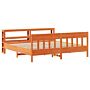 Vidaxl Bed Frame With Headboard Wax Brown 200x200 Cm Solid Wood Pine