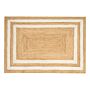 Area Rug Beige Jute 160 X 230 Cm Braided Handmade Framed Pattern Natural Boho Style Textile