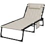 Outsunny Foldable Sun Lounger Set W/ 5-level Reclining Back, Outdoor Tanning Chairs W/ Build-in Padded Seat, Side Pocket, Headrest