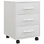 Homcom 3 Drawer File Cabinet, Mobile Filing Cabinet On Wheels For Home Office, Study, White | Aosom Uk