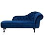 Chaise Lounge Blue Right Hand Velvet Buttoned Nailheads