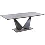 Dining Table Grey Black Mdf 160/120 X 90 Cm Concrete Effect 8 People Living Room Dining Area