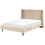 Eu Double Size Bed Frame Beige Velvet Slatted Base