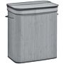 Homcom 100l Natural Wood Laundry Basket One Compartment W/flip Lid Removable Lining Handles Board Base Durable Water-resistant Dirty Clothes Grey