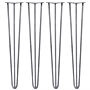 4 X 28" Hairpin Legs - 3 Prong - 12mm - Raw Steel