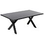 Dining Table Black Tabletop 77 X 180 X 80 Cm X-cross Solid Wood Legs Kitchen Table