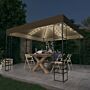 Vidaxl Garden Marquee With Led String Lights 3x3 M Taupe