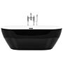 Freestanding Bath Glossy Black Sanitary Acrylic Single 160 X 75 Cm Oval