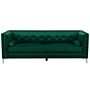 Velvet 3 Seater Sofa Emerald Green Glamour Buttoned Back