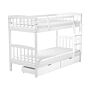 Double Bank Bed With Storage Drawers White Pine Wood Eu Single Size 3ft High Sleeper Children Kids Bedroom Beliani