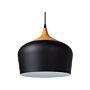 Hanging Light Pendant Lamp Black With White And Light Wood Aluminium Round Geometric Shade