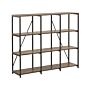 3 Tier Bookcase Dark Wood With Black Metal Frame Open Shelf Industrial Minimalist Shelving Unit