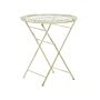 Garden Bistro Table Light Green Iron Foldable Distressed Metal Round 70 Cm For 2 Outdoor Uv Rust Resistance French