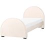 Bed Beige Velvet Upholstered Frame Headrest 3ft Eu Single Size Bedroom Kids Room