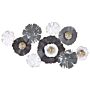 Wall Decor Grey White And Gold Iron 90 X 49 Cm Metal Sculpture Art Flowers