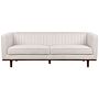 Sofa Beige Polyester Upholstered 3-seater Modern Couch Style Living Room Wide Armrests Tufted Backrest