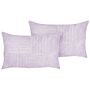 Set Of 2 Decorative Pillows Violet Corduroy 47 X 27 Cm Striped Pattern Modern Design Throw Cushions