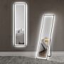 Homcom Full Length Mirror With Led Lights, 150 X 40cm Free Standing Mirror With Dimming And 3 Colour Lighting, Leaning Or Wall Mirror With Metal Frame For Living Room, Bedroom, Black