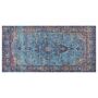 Area Rug Blue Cotton Polyester 80 X 150 Cm Oriental Pattern Distressed Vintage Home Decor