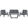 Outdoor Sofa Set Dark Grey Aluminium Frame Couch Armchairs With Polyester Cushions Coffee Table