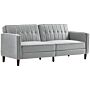 Homcom Modern Convertible Sofa Futon Velvet-touch Tufted Couch Compact Loveseat With Adjustable Split Back, Light Grey