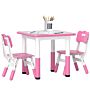 Aiyaplay Height Adjustable Toddler Table And Chair Set, 3 Pcs Children Activity Table W/ 2 Chairs, For Playroom, Bedroom - Pink