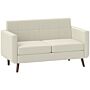 Homcom 2 Seater Sofa, Modern Tufted Fabric Couch, Upholstered Loveseat With Wood Legs For Small Space, Living Room, Bedroom, Office, Cream White