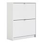 Shoes Shoe Cabinet W. 2 Tilting Doors And 2 Layers In White