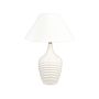 Table Lamp Beige Ceramic Base Fabric Shade Ambient Lighting Bedside Table Lamp