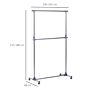 Homcom Heavy Duty Clothes Hanger Garment Rail Hanging Display Stand Rack W/ Wheels Adjustable