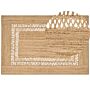 Area Rug Beige Jute 200 X 300 Cm Braided Handmade Cut-out Pattern Natural Boho Style Textile