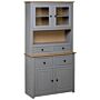 Vidaxl Highboard Grey 93x40.5x180 Cm Solid Pine Panama Range