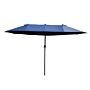 Outsunny 4.6m Garden Parasol Double-sided Sun Umbrella Patio Market Shelter Canopy Shade Outdoor Blue - No Base