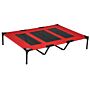 Pawhut Raised Dog Bed Cooling Elevated Pet Cot With Breathable Mesh For Use Red, X Large, 122 X 92 X 23cm