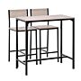 Homcom 3 Pcs Table Stool Set Industrial Design W/ Metal Frame Oak Tone Mdf Panels Minimal Compact Beautiful