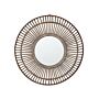 Wall Mirror Dark Wood Round 66 Cm Handmade Bamboo Weave Frame