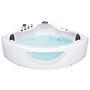 Corner Whirlpool Bath White Sanitary Acrylic With Led Lights 10 Massage Jets 205 X 146 Cm